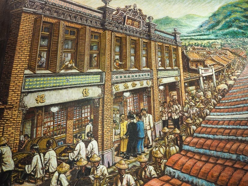 A painting of Shenkeng Old Street a long time ago