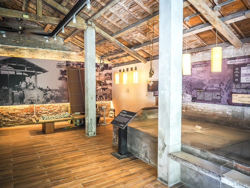 Displays inside the oyster museum in Tainan