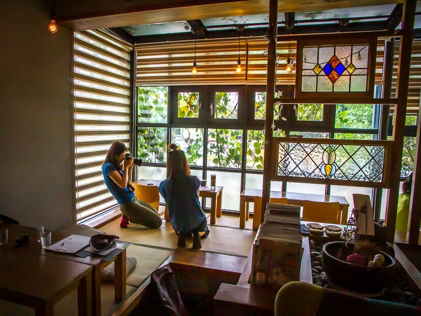 A cafe in Tainan with large window at front