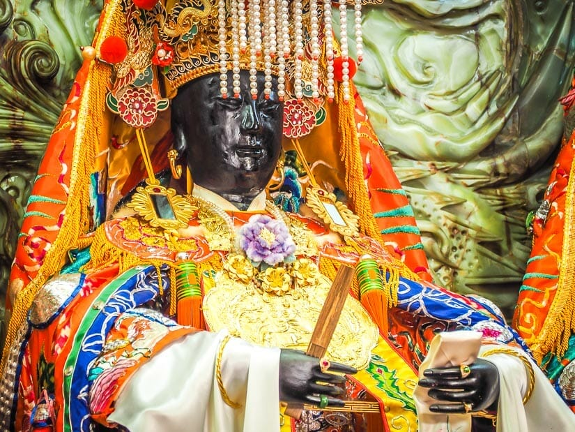 Important Matsu statue in Anping adorned with clothing, ceremonial hat