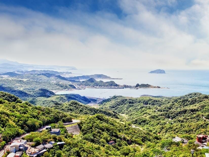 A view of the north coast of Taiwan taken from Keelung Mountain in Jiufen
