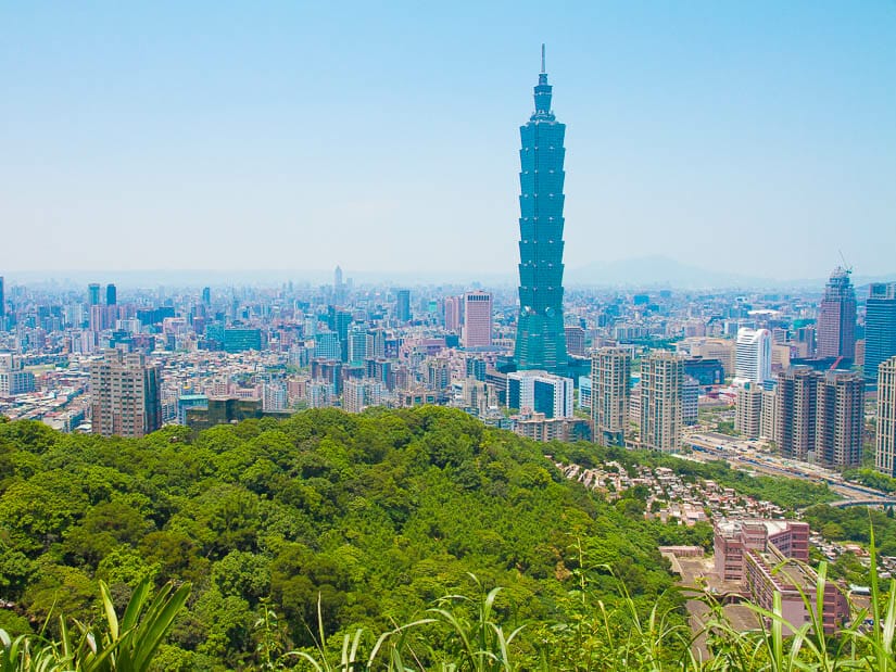 Taipei City skyline shot from Leopard Mountain hiking trail
