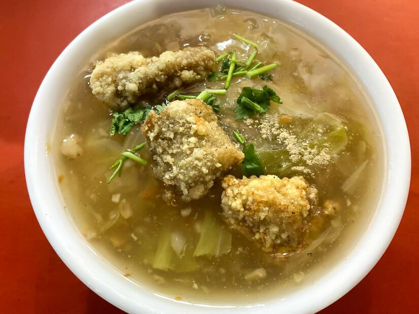 A bowl of fried fish stew in Tainan, Taiwan