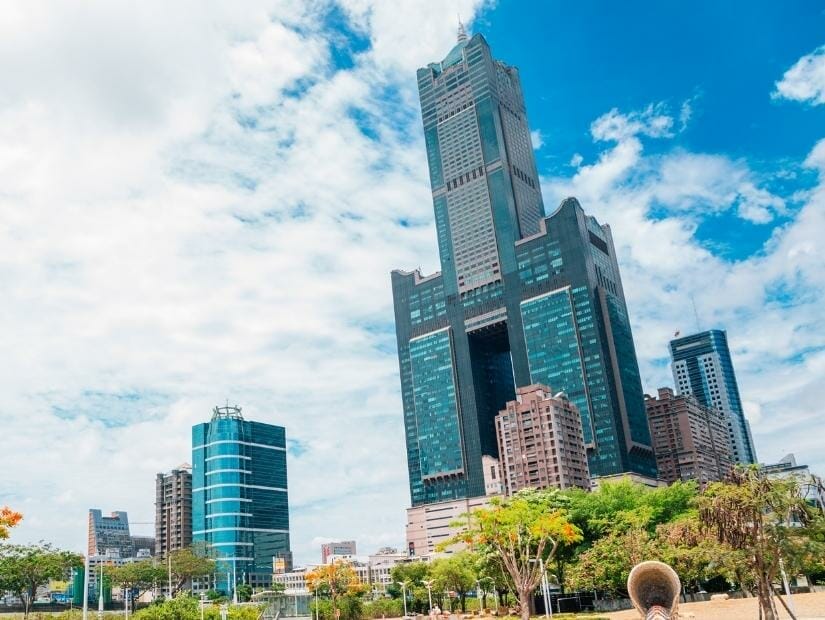 A view of Kaohsiung 85 Sky Tower from below