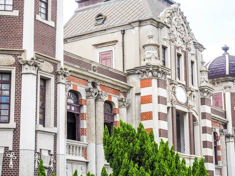 The red and white exterior of the Folk Arts Museum in Lukang