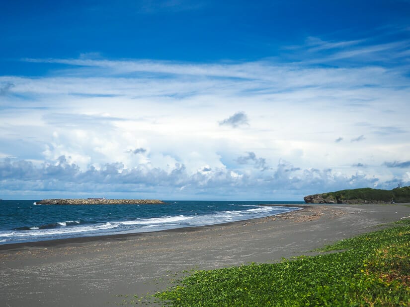 The black sand beach on Cijin with no people on it