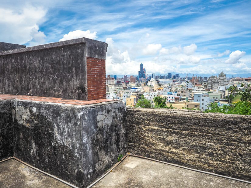 Buildings of Cijin island and Kaohsiung city viewed from Cijin Fort