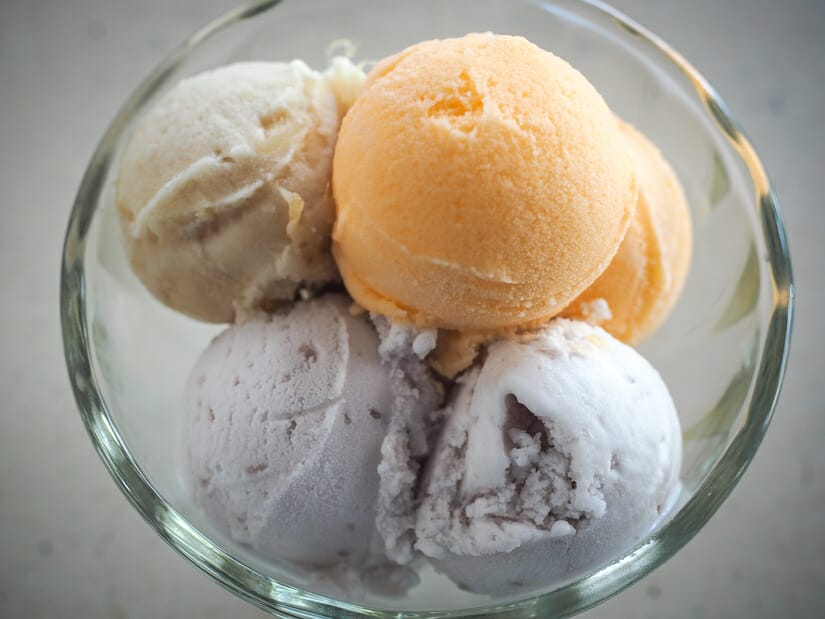 A small bowl with six small scoops of ice cream at Douliu Ice Town in Cijin Island