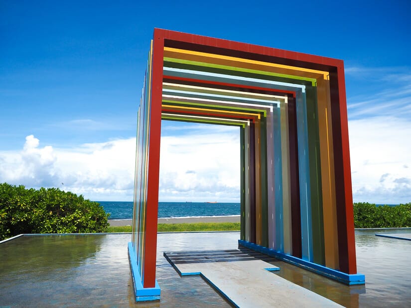 An colorful art installation on the coast of Cijin called Rainbow Church