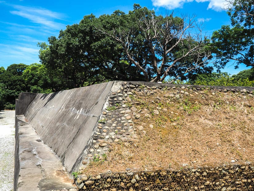 An earthen and stone wall of Hobe Fort in Tamsui