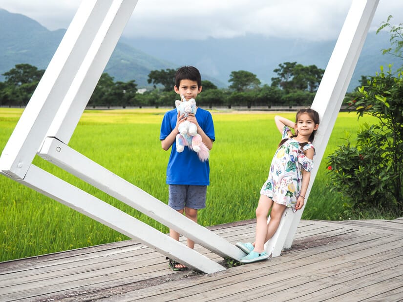 Two kids standing in Brown Boulevard Picture Frame in Chishang