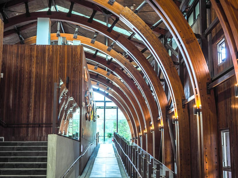 A hallway in Chishang train station with wooden beams