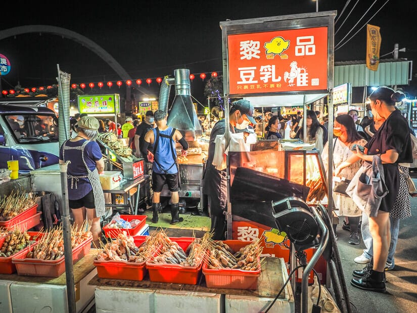 A food stall selling fermented tofu chicken in Hanxi Night Market Taichung