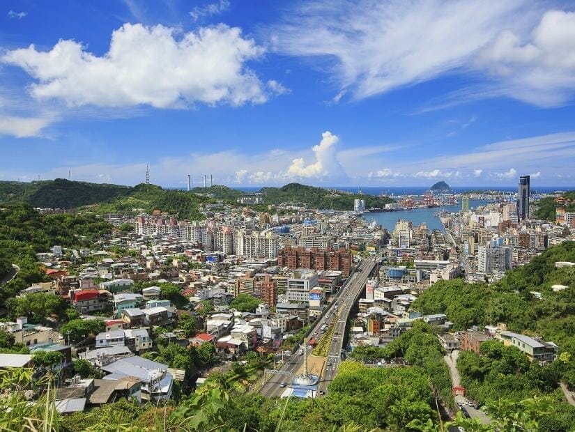 View of Keelung city and port from Shiqiuling Fort
