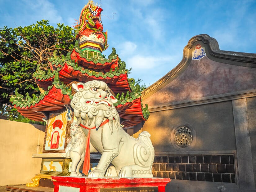 A stone lion at Guanyinting temple in Penghu