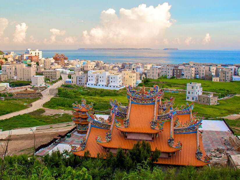 A temple overlooking a small village in Penghu