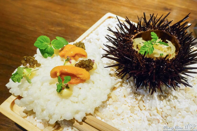 A fancy sea urchin dish at RAW, one of the top Taipei restaurants