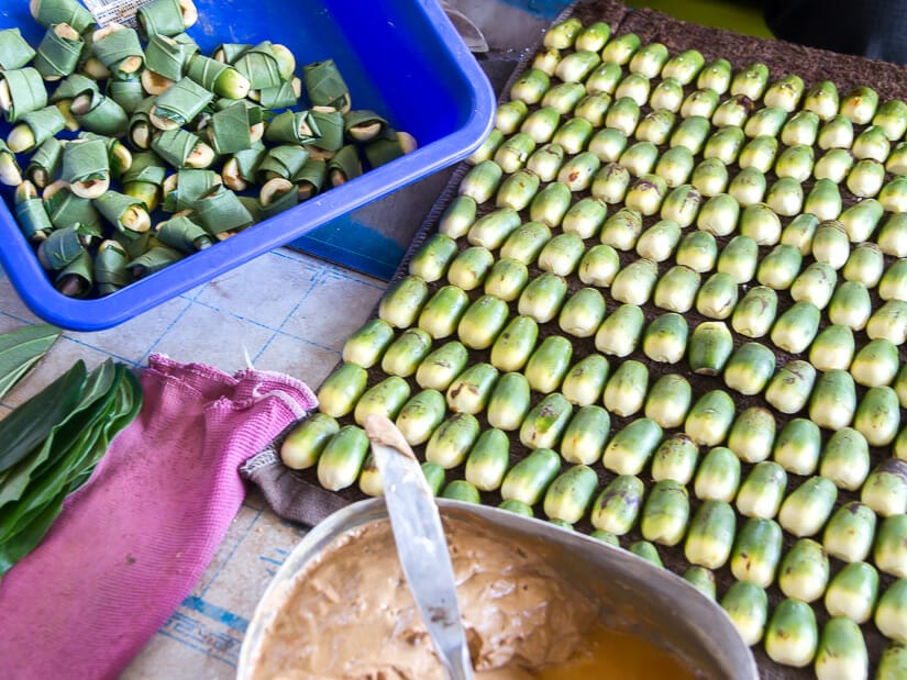 A tray of betel nuts and equipment for preparing them in Taiwan