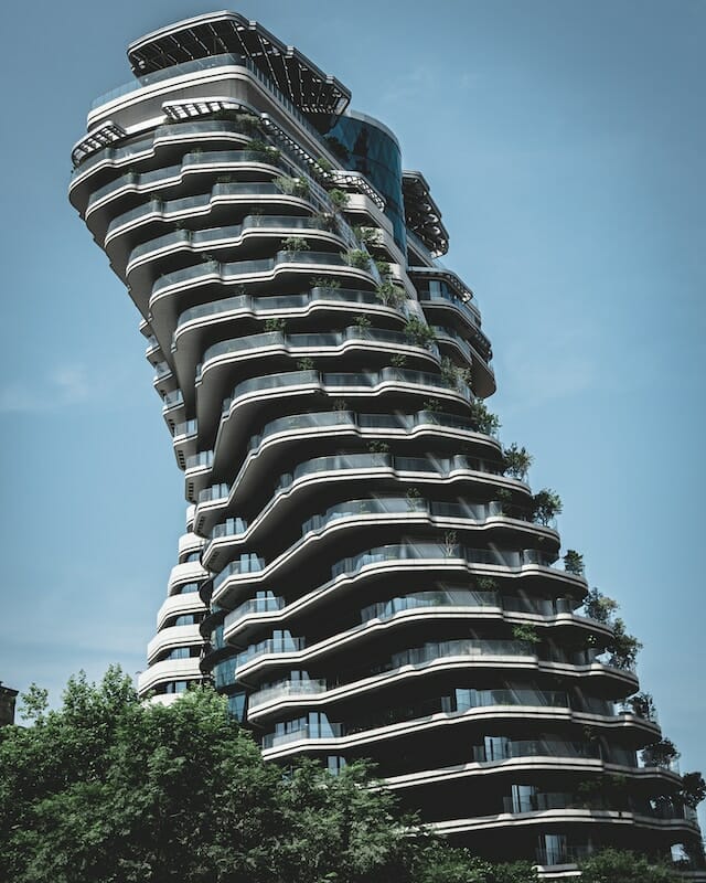 Twisting Agora Garden building in Taipei