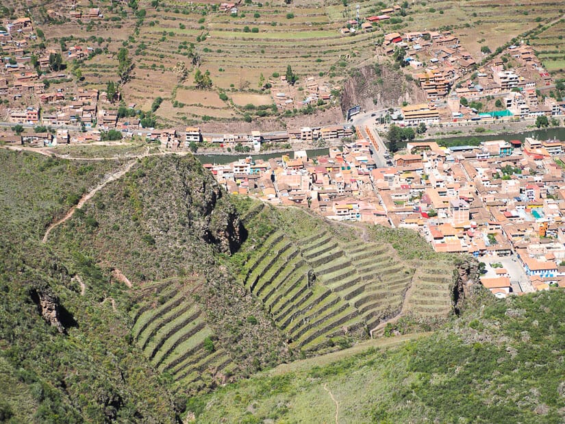 Looking down on Pisac town from the Mirador at the Pisac ruins