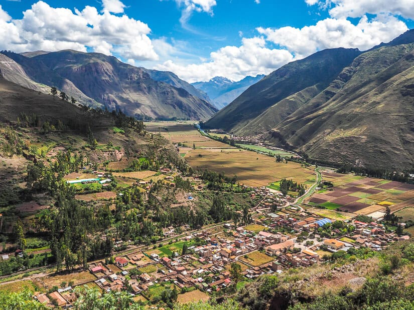 A view of Taray village in the Sacred Valley from Mirador Taray just outside of Pisac