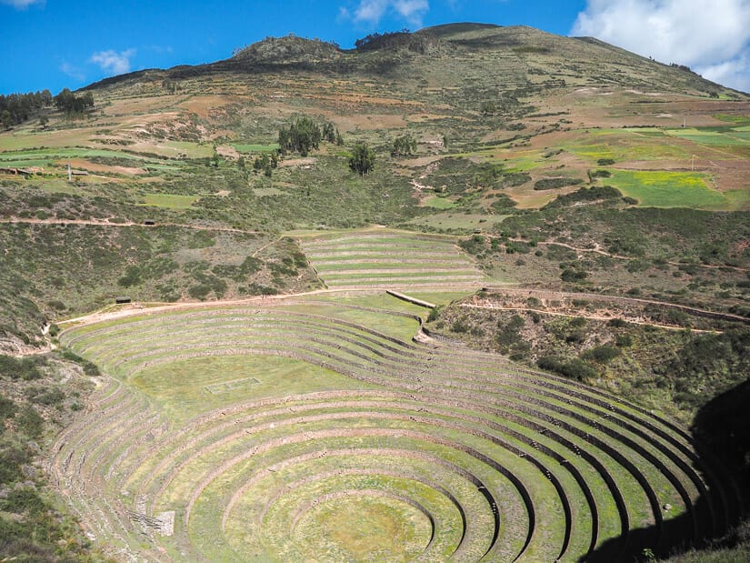 Circular ruins of Moray with mountain behind