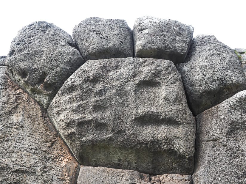 Stones in the shape of a puma paw in a wall at Sacsayhuaman ruins