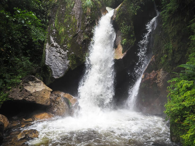 A waterfall at Banos Termales in Aguas Calientes