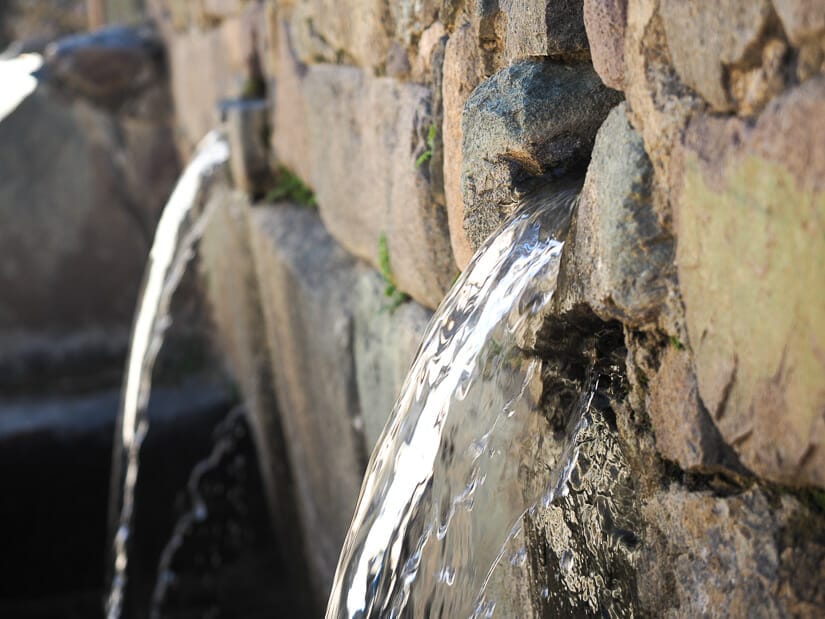 Close up of water fountains in the Inka Misana area