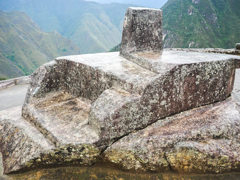 Close up of the Intihuatana stone at Machu Picchu