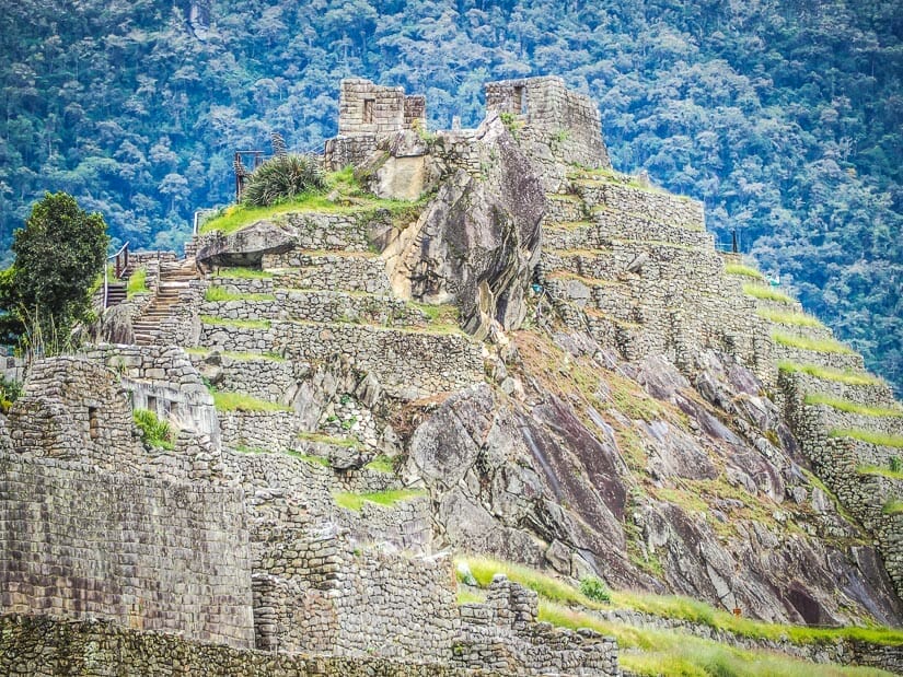 Ruins covering the Intihuatana Pyramid shot from afar
