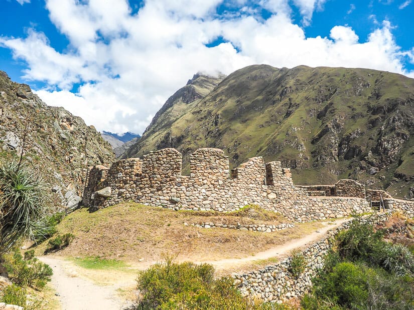 Llactapata stone Inca ruins on the Inca Trail