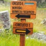 A sign indicating the circuits at Machu Picchu