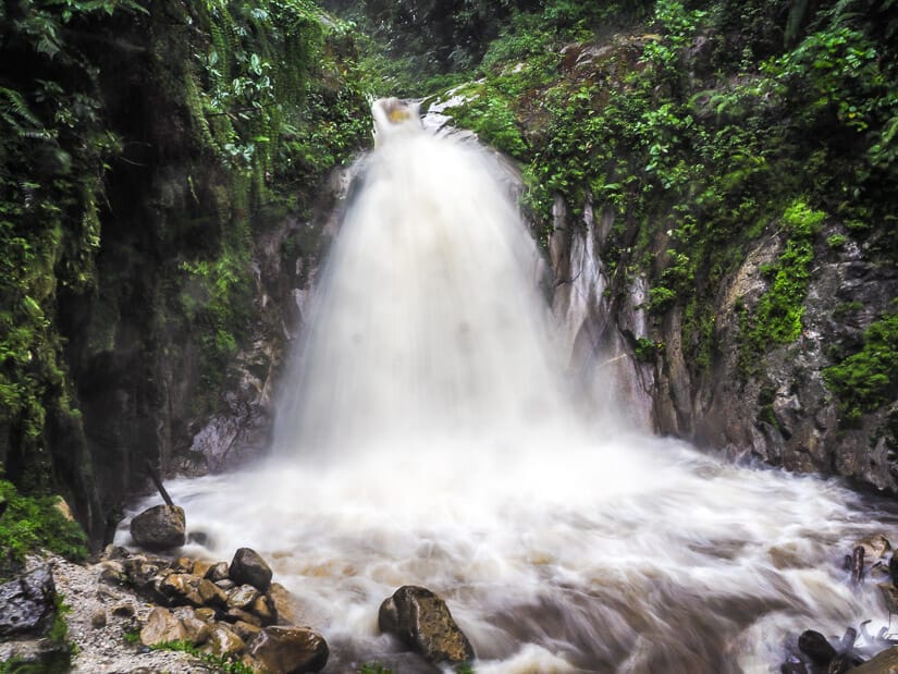 A waterfall with heavy flow