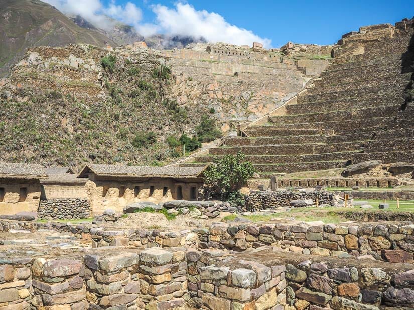 View of the main Inca ruins in the Ollantaytambo Archaeological Park