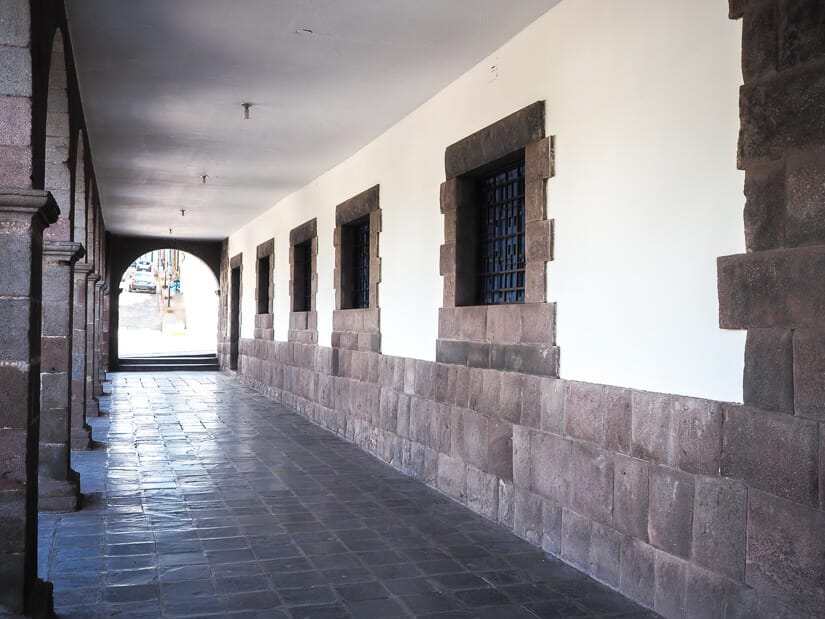 Outer wall of the Museum of Contemporary Art, with Inca stone foundation