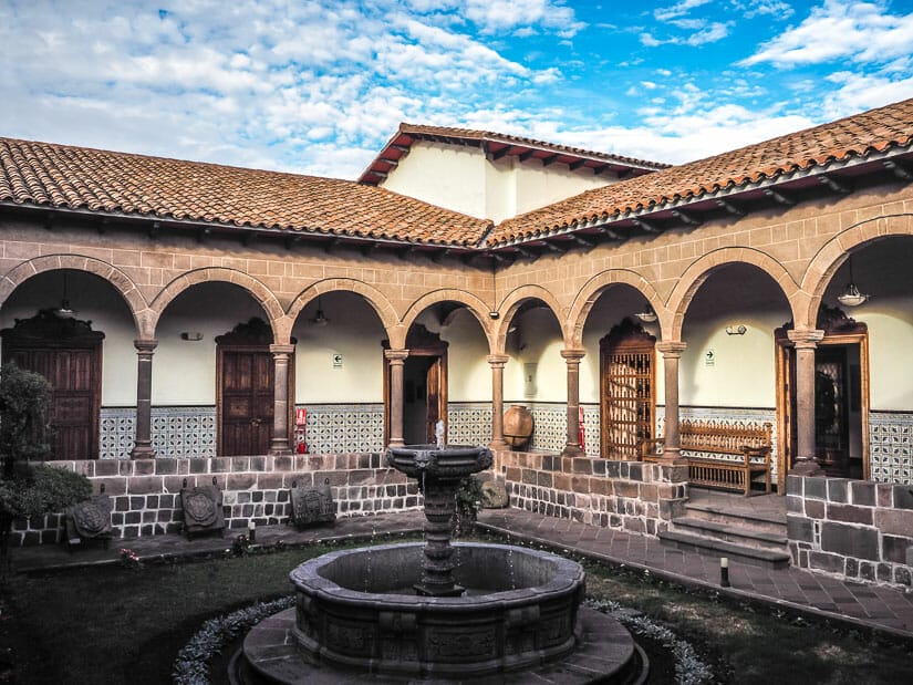 A fountain and courtyard in a Spanish house 
