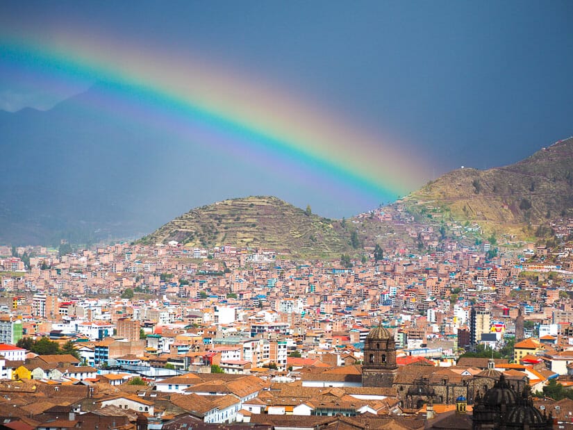 A rainbow over Cusco
