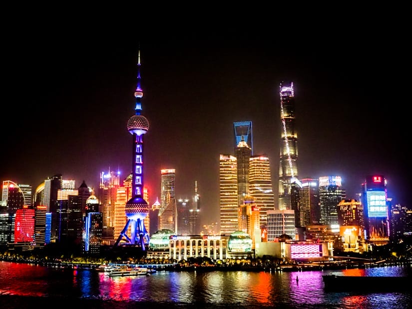 Classic view of Pudong in Shanghai at night