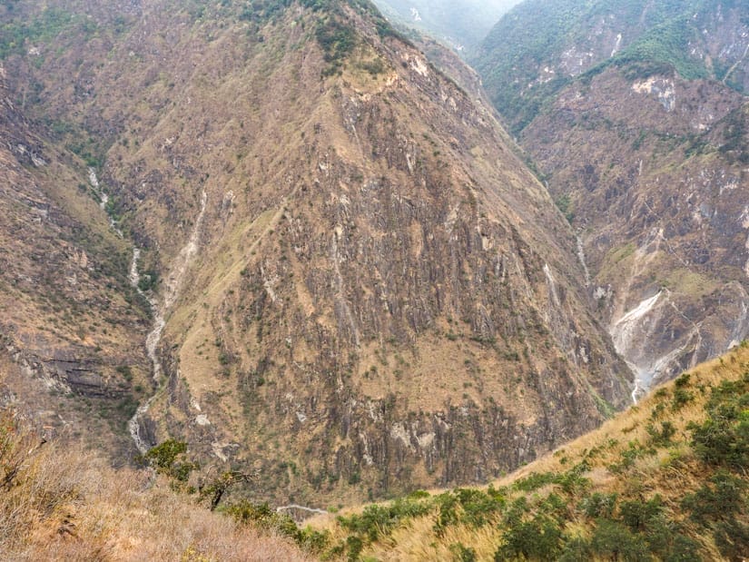 Looking down on a dramatic turn in Tiger Leaping Gorge
